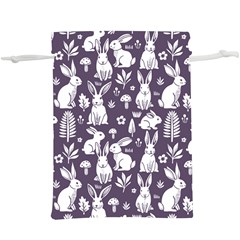 Easter bunny pattern Lightweight Drawstring Pouch (XL) from ArtsNow.com Back