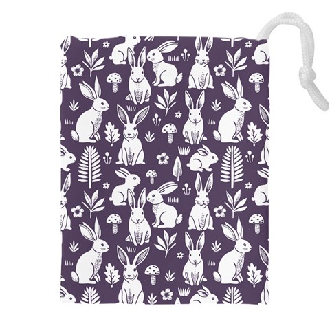 Easter bunny pattern Drawstring Pouch (4XL) from ArtsNow.com Front