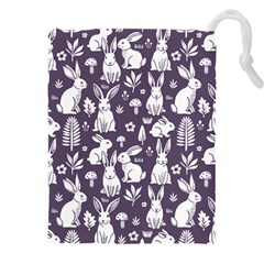 Easter bunny pattern Drawstring Pouch (4XL) from ArtsNow.com Front