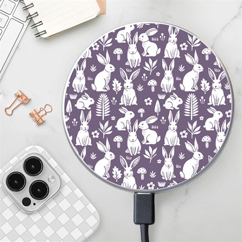 Easter bunny pattern Wireless Fast Charger(White) from ArtsNow.com Front
