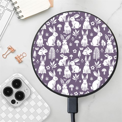 Easter bunny pattern Wireless Fast Charger(Black) from ArtsNow.com Front