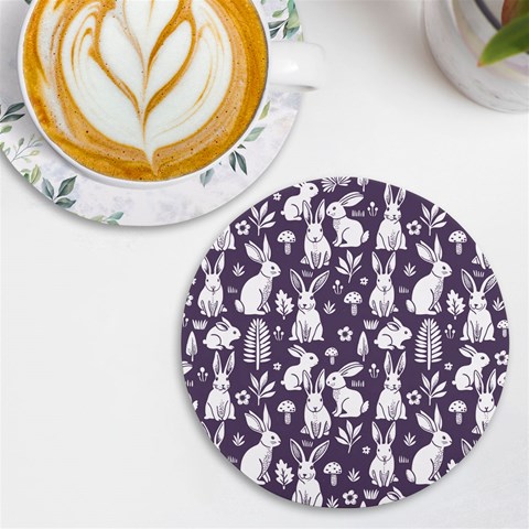 Easter bunny pattern UV Print Round Tile Coaster from ArtsNow.com Front