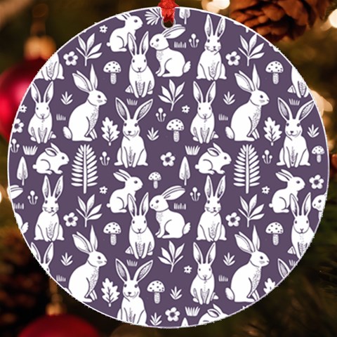 Easter bunny pattern UV Print Acrylic Ornament Round from ArtsNow.com Front