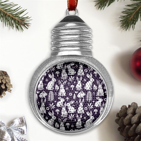 Easter bunny pattern Metal Light Bulb Shape Ornament from ArtsNow.com Front