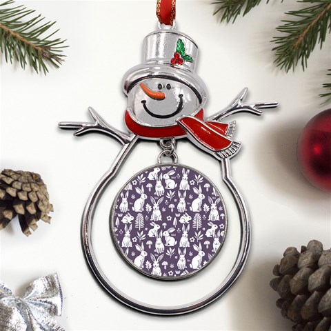 Easter bunny pattern Metal Snowman Ornament from ArtsNow.com Front