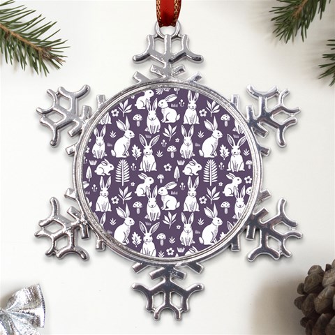 Easter bunny pattern Metal Large Snowflake Ornament from ArtsNow.com Front