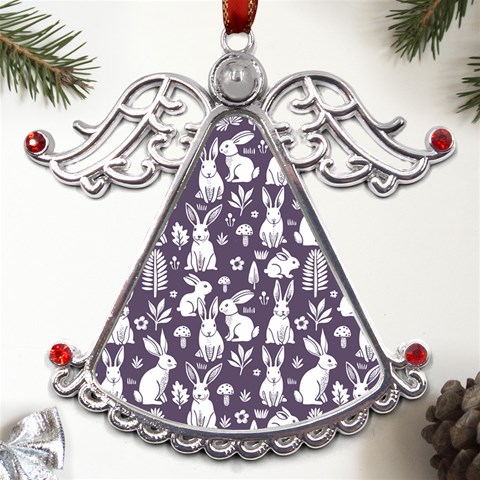 Easter bunny pattern Metal Angel with Crystal Ornament from ArtsNow.com Front