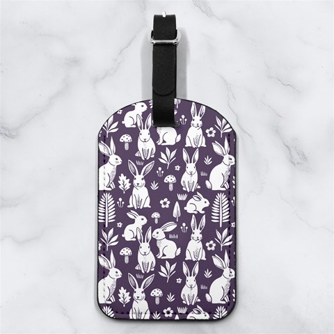 Easter bunny pattern Nappa Leather Luggage Tag Rectangle from ArtsNow.com Front