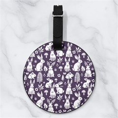 Easter bunny pattern Nappa Leather Luggage Tag Round from ArtsNow.com Front