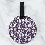 Easter bunny pattern Nappa Leather Luggage Tag Round