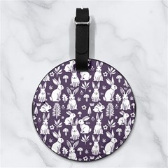 Easter bunny pattern Nappa Leather Luggage Tag Round from ArtsNow.com Back