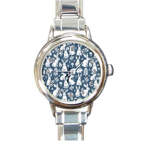 Easter bunny pattern Round Italian Charm Watch from ArtsNow.com Front