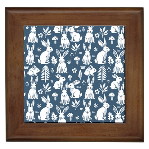 Easter bunny pattern Framed Tile from ArtsNow.com Front