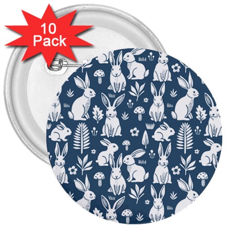 Easter bunny pattern 3  Buttons (10 pack)  from ArtsNow.com Front