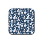 Easter bunny pattern Rubber Coaster (Square)
