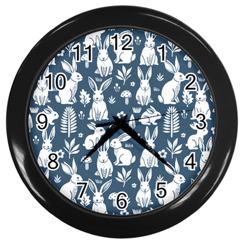 Easter bunny pattern Wall Clock (Black) from ArtsNow.com Front