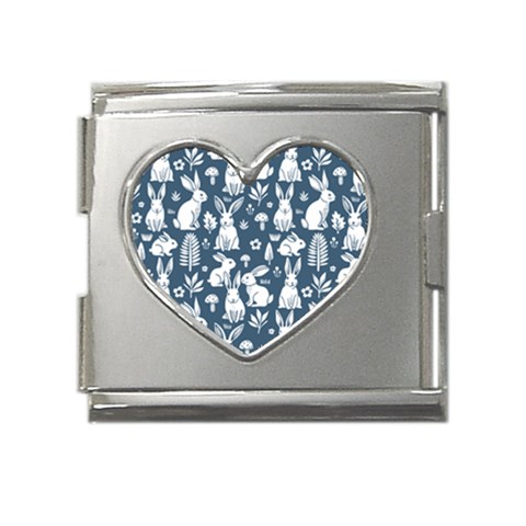 Easter bunny pattern Mega Link Heart Italian Charm (18mm) from ArtsNow.com Front