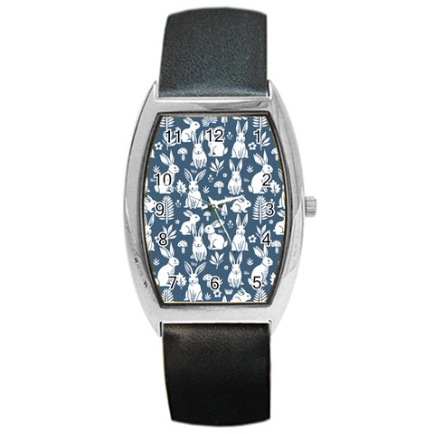 Easter bunny pattern Barrel Style Metal Watch from ArtsNow.com Front
