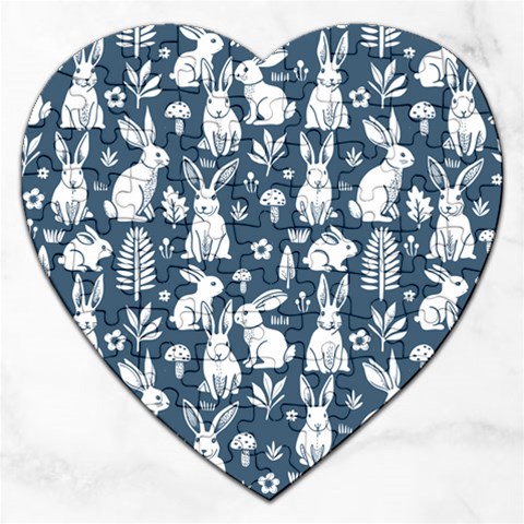 Easter bunny pattern Jigsaw Puzzle (Heart) from ArtsNow.com Front