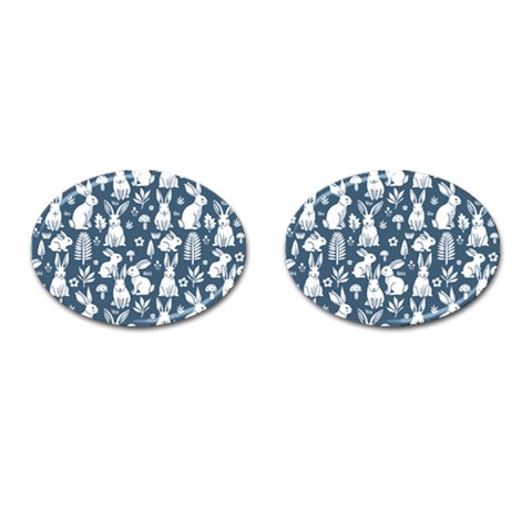 Easter bunny pattern Cufflinks (Oval) from ArtsNow.com Front(Pair)