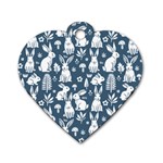 Easter bunny pattern Dog Tag Heart (One Side)