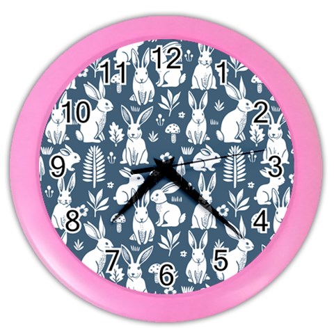 Easter bunny pattern Color Wall Clock from ArtsNow.com Front