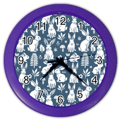 Easter bunny pattern Color Wall Clock from ArtsNow.com Front