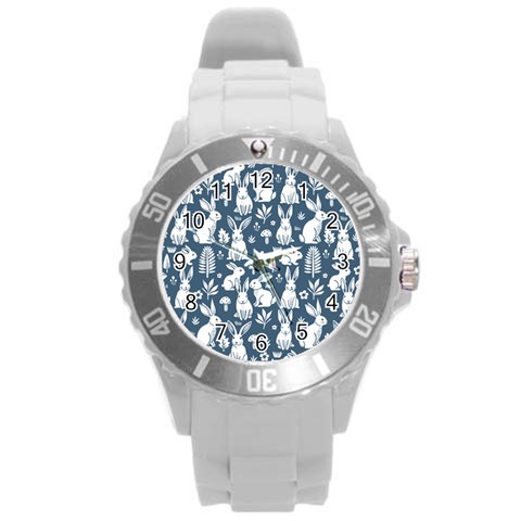 Easter bunny pattern Round Plastic Sport Watch (L) from ArtsNow.com Front