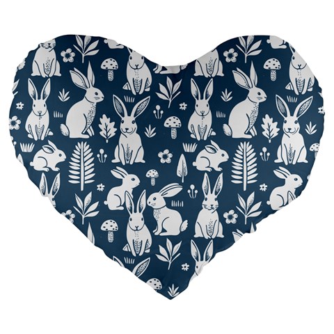 Easter bunny pattern Large 19  Premium Heart Shape Cushions from ArtsNow.com Front