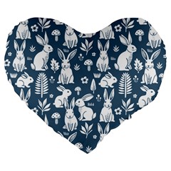 Easter bunny pattern Large 19  Premium Heart Shape Cushions from ArtsNow.com Front
