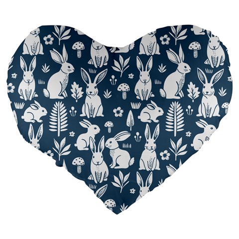 Easter bunny pattern Large 19  Premium Heart Shape Cushions from ArtsNow.com Back
