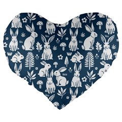 Easter bunny pattern Large 19  Premium Heart Shape Cushions from ArtsNow.com Back