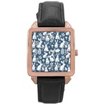 Easter bunny pattern Rose Gold Leather Watch 