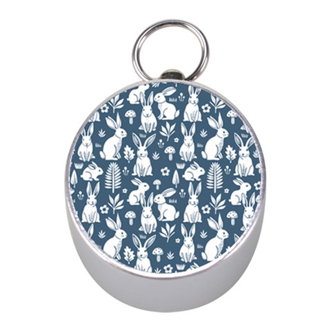 Easter bunny pattern Mini Silver Compasses from ArtsNow.com Front