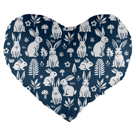 Easter bunny pattern Large 19  Premium Flano Heart Shape Cushions from ArtsNow.com Front