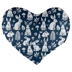 Easter bunny pattern Large 19  Premium Flano Heart Shape Cushions from ArtsNow.com Front