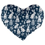 Easter bunny pattern Large 19  Premium Flano Heart Shape Cushions