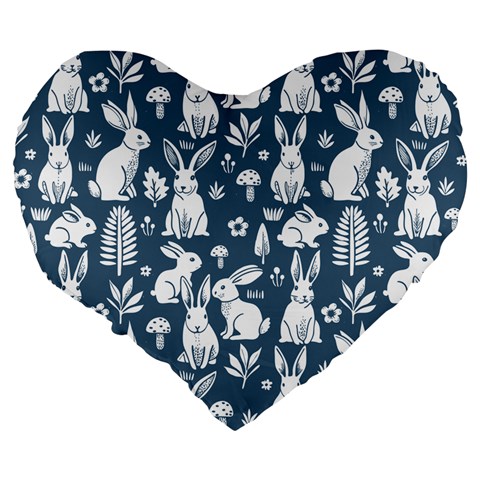Easter bunny pattern Large 19  Premium Flano Heart Shape Cushions from ArtsNow.com Back