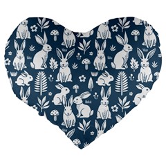 Easter bunny pattern Large 19  Premium Flano Heart Shape Cushions from ArtsNow.com Back