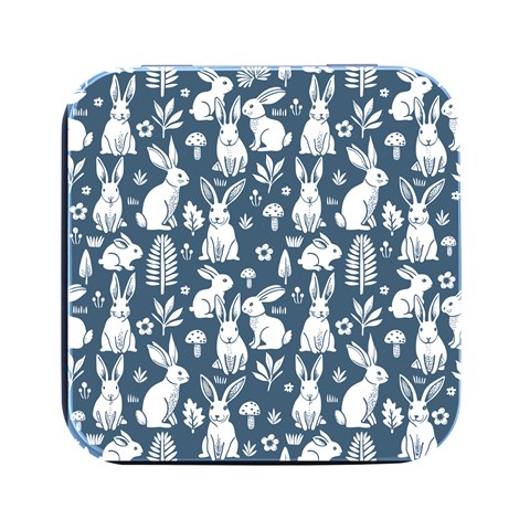 Easter bunny pattern Square Metal Box (Black) from ArtsNow.com Front