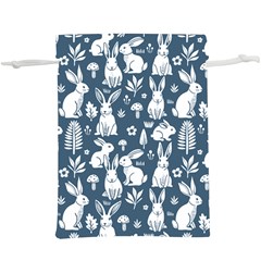 Easter bunny pattern Lightweight Drawstring Pouch (XL) from ArtsNow.com Back