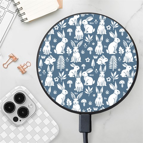 Easter bunny pattern Wireless Fast Charger(Black) from ArtsNow.com Front