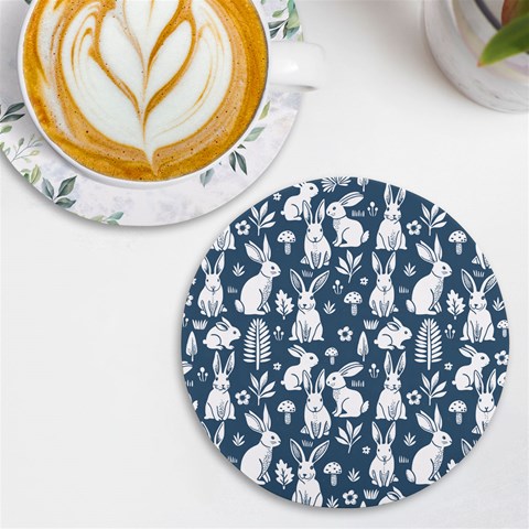 Easter bunny pattern UV Print Round Tile Coaster from ArtsNow.com Front