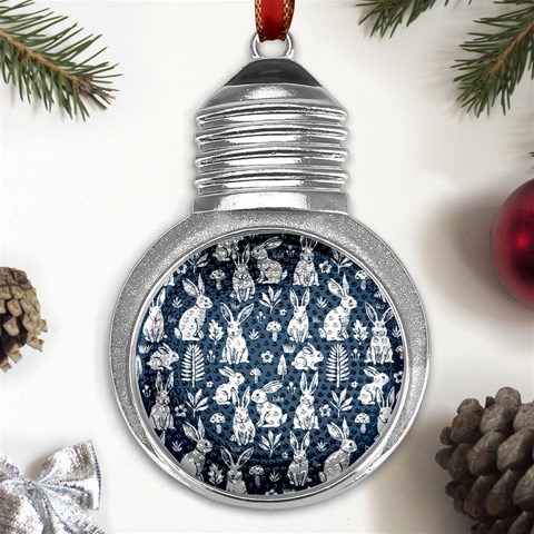 Easter bunny pattern Metal Light Bulb Shape Ornament from ArtsNow.com Front