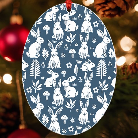 Easter bunny pattern UV Print Acrylic Ornament Oval from ArtsNow.com Front