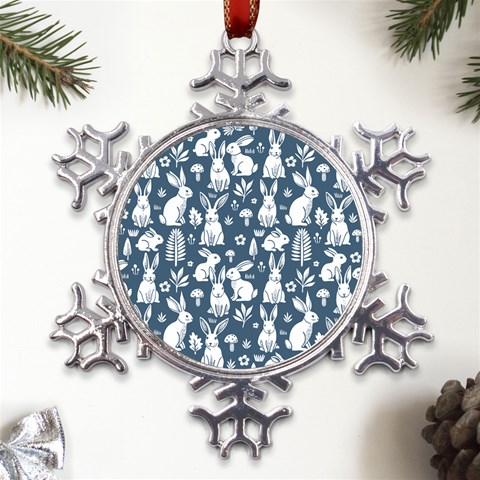 Easter bunny pattern Metal Large Snowflake Ornament from ArtsNow.com Front