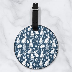 Easter bunny pattern Nappa Leather Luggage Tag Round from ArtsNow.com Front