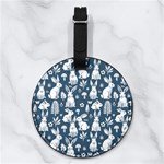Easter bunny pattern Nappa Leather Luggage Tag Round