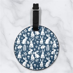 Easter bunny pattern Nappa Leather Luggage Tag Round from ArtsNow.com Back