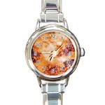 Burnt paper texture print design Round Italian Charm Watch